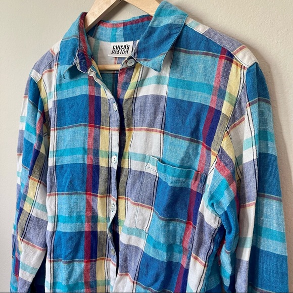 Chicos Design Linen Button Down Blouse - Picture 5 of 12